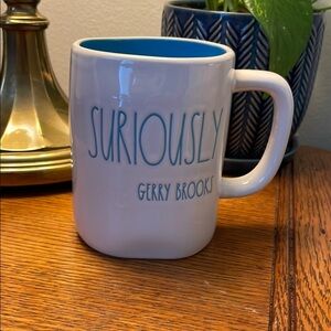 Rae Dunn White and Blue 'SURIOSLY' Mug